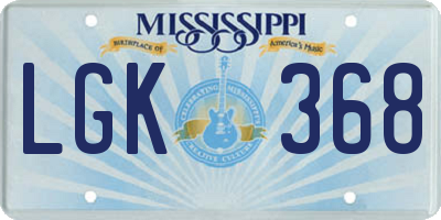 MS license plate LGK368