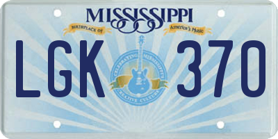 MS license plate LGK370