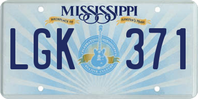 MS license plate LGK371