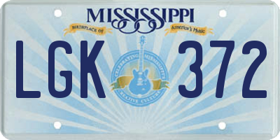 MS license plate LGK372