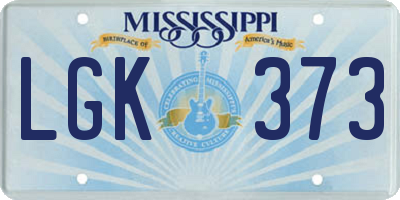MS license plate LGK373