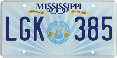 MS license plate LGK385