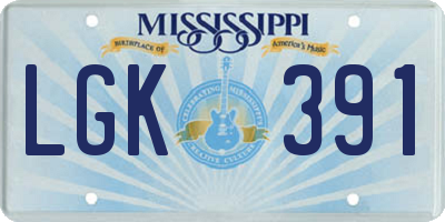 MS license plate LGK391