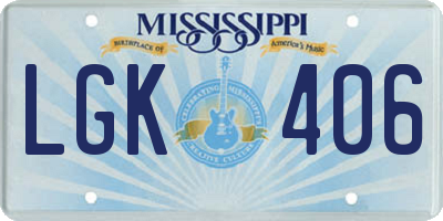 MS license plate LGK406