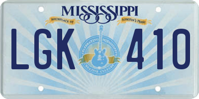 MS license plate LGK410