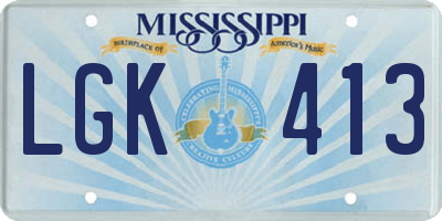 MS license plate LGK413