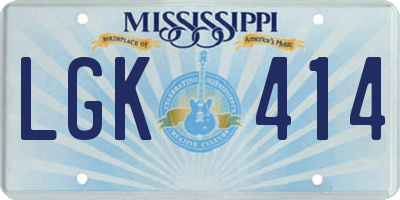 MS license plate LGK414