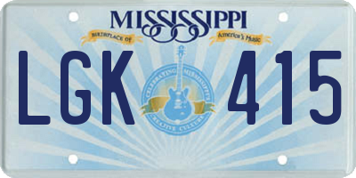 MS license plate LGK415
