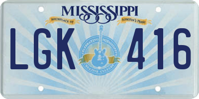 MS license plate LGK416