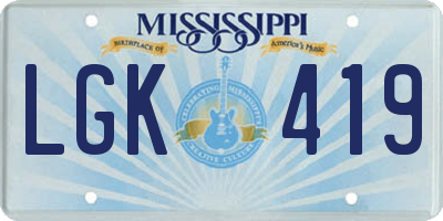 MS license plate LGK419