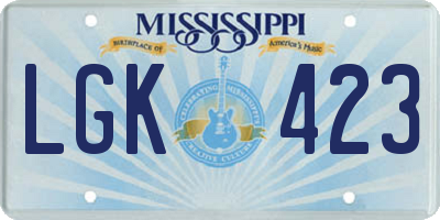 MS license plate LGK423