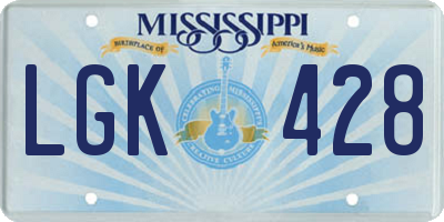 MS license plate LGK428