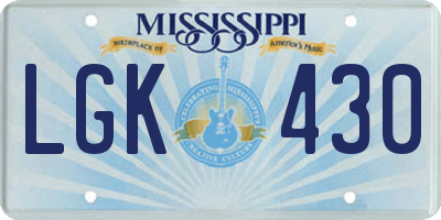 MS license plate LGK430