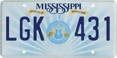 MS license plate LGK431