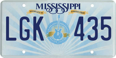 MS license plate LGK435