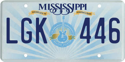 MS license plate LGK446