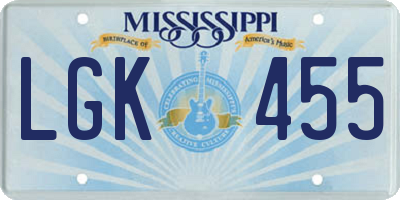 MS license plate LGK455