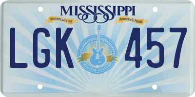 MS license plate LGK457