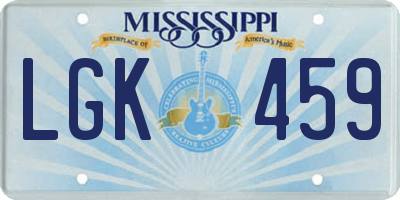MS license plate LGK459