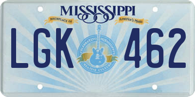 MS license plate LGK462