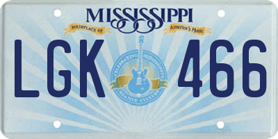 MS license plate LGK466