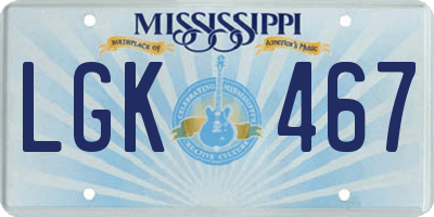 MS license plate LGK467