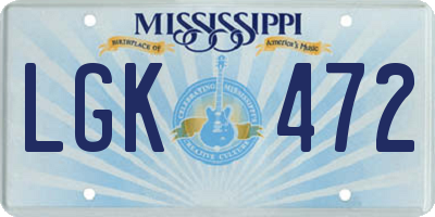 MS license plate LGK472
