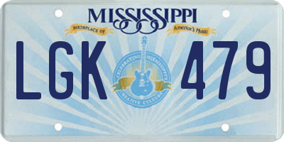 MS license plate LGK479