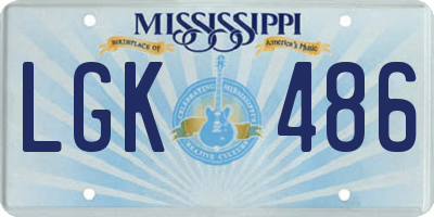 MS license plate LGK486
