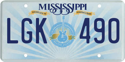 MS license plate LGK490