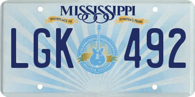 MS license plate LGK492