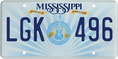 MS license plate LGK496