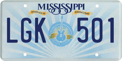 MS license plate LGK501