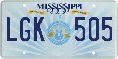 MS license plate LGK505