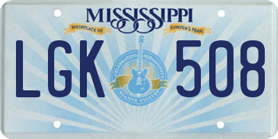 MS license plate LGK508