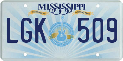 MS license plate LGK509