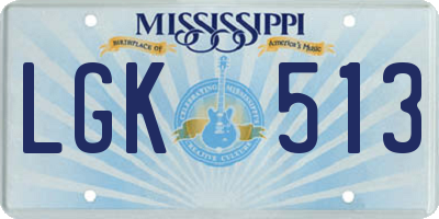 MS license plate LGK513