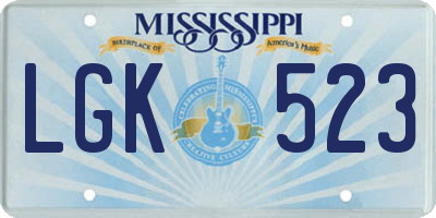 MS license plate LGK523
