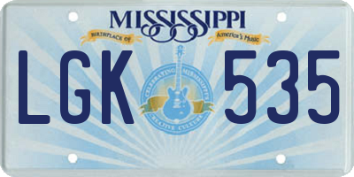 MS license plate LGK535