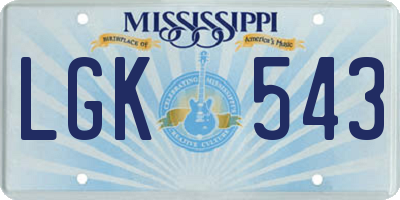 MS license plate LGK543