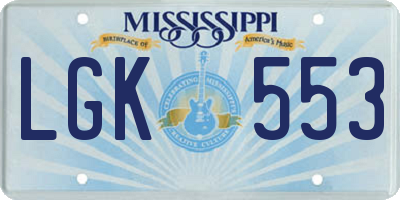 MS license plate LGK553