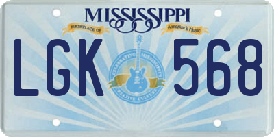 MS license plate LGK568