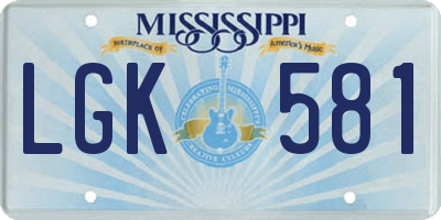 MS license plate LGK581