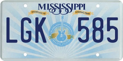 MS license plate LGK585