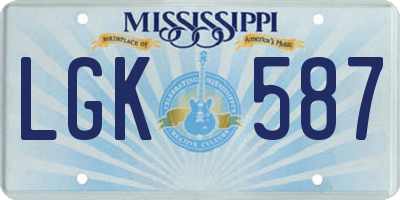 MS license plate LGK587