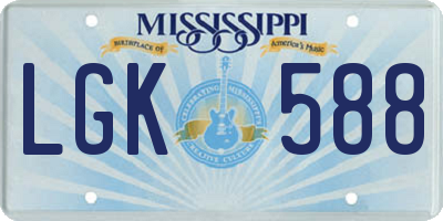 MS license plate LGK588