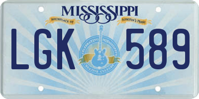 MS license plate LGK589