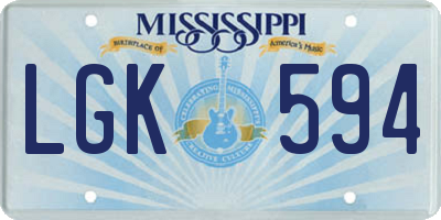 MS license plate LGK594