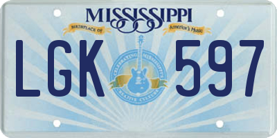 MS license plate LGK597