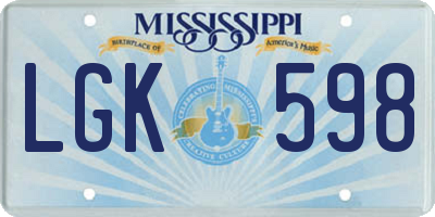 MS license plate LGK598